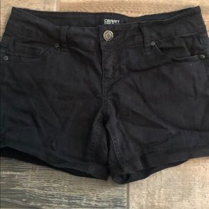 Black cuff jean shorts